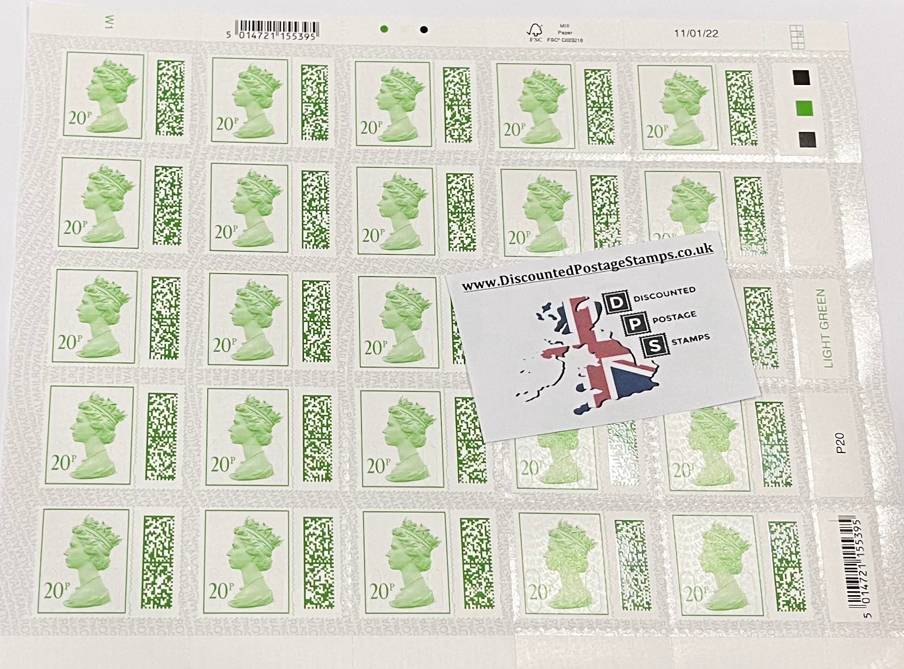 1 x 20p QR Coded Queens Head Stamps *20% Discount!* (16p Each!)
