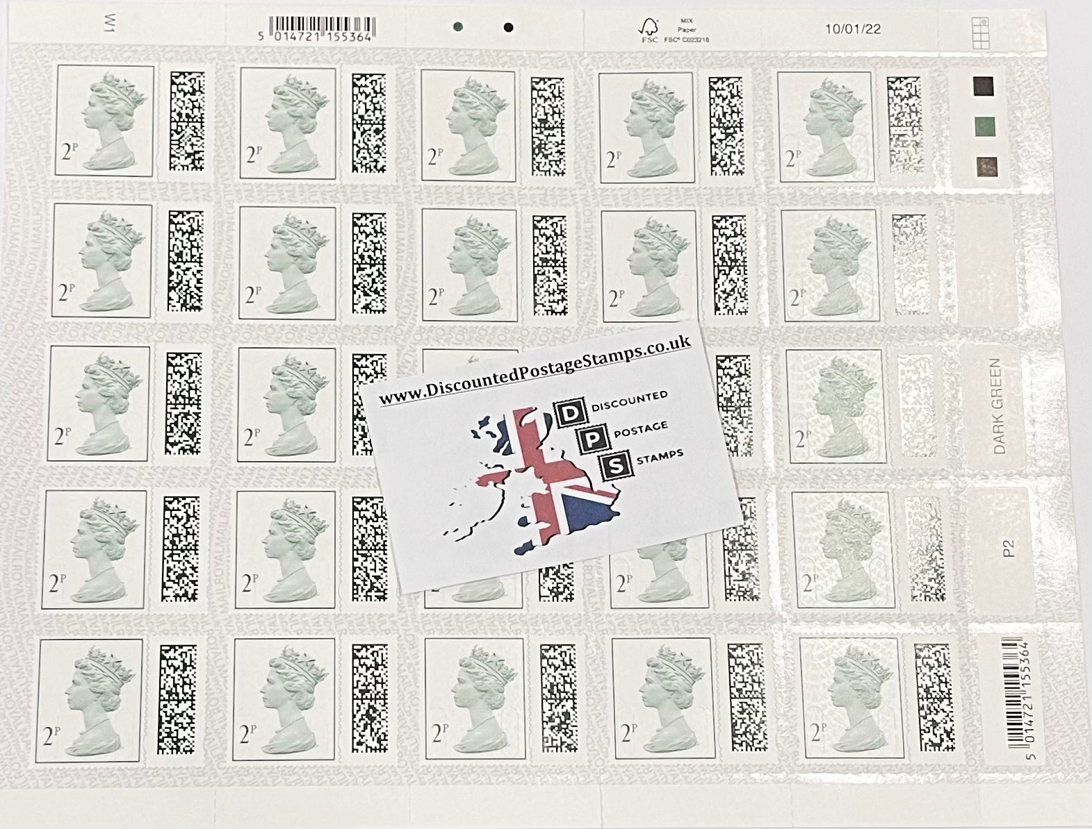 25 x 2p QR Coded Queens Head Stamps (25% Discount!)